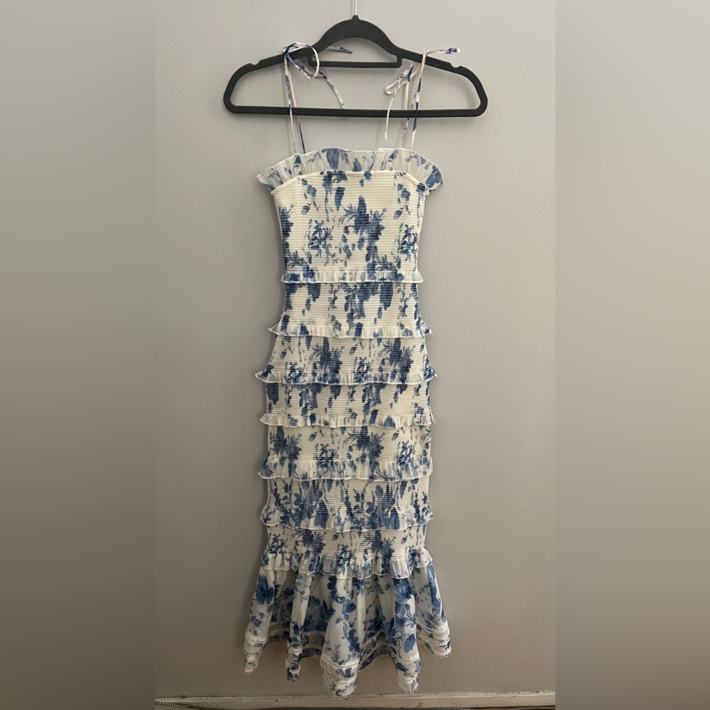 V. Chapman Geranium Dress In Provencal Blue Floral (00)